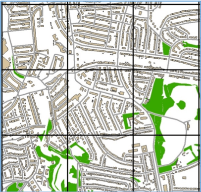 Image of map data with grid overlay
