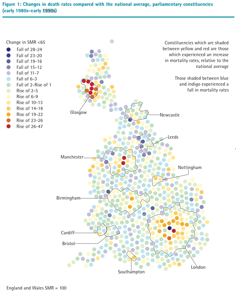 Map of health inequalities in Britain, 1990s